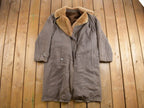 Vintage 1980s Fur Lined Grey Fur Collared Overcoat