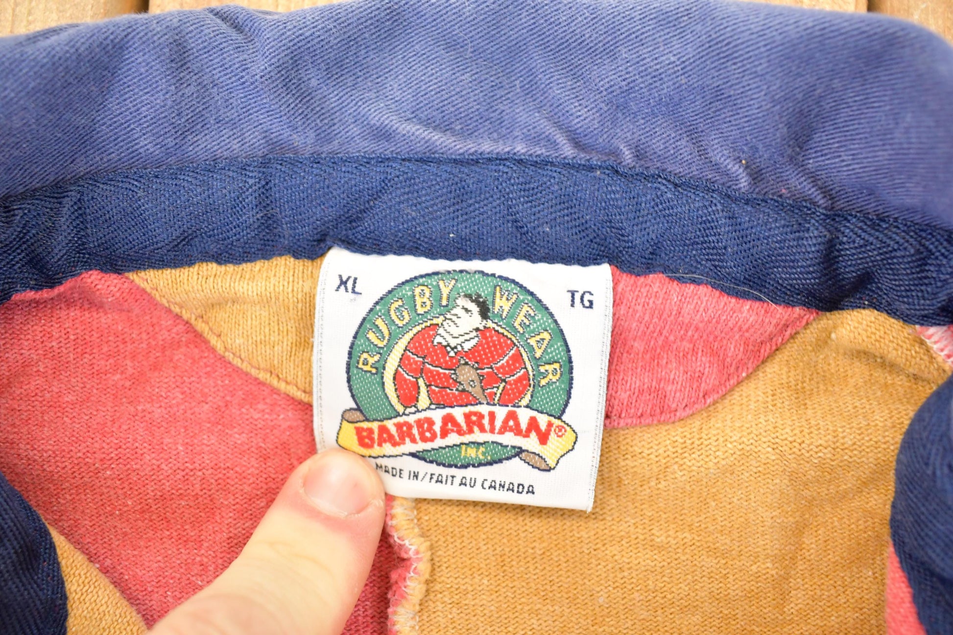 Vintage 1990s Quarter Button Barbarian Colour Block Button Up Rugby Shirt Men's L