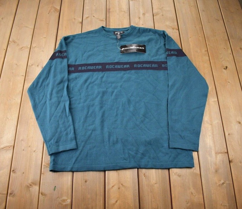Vintage 1990s Roc A Wear Deadstock Knit Crewneck Sweater Size XL