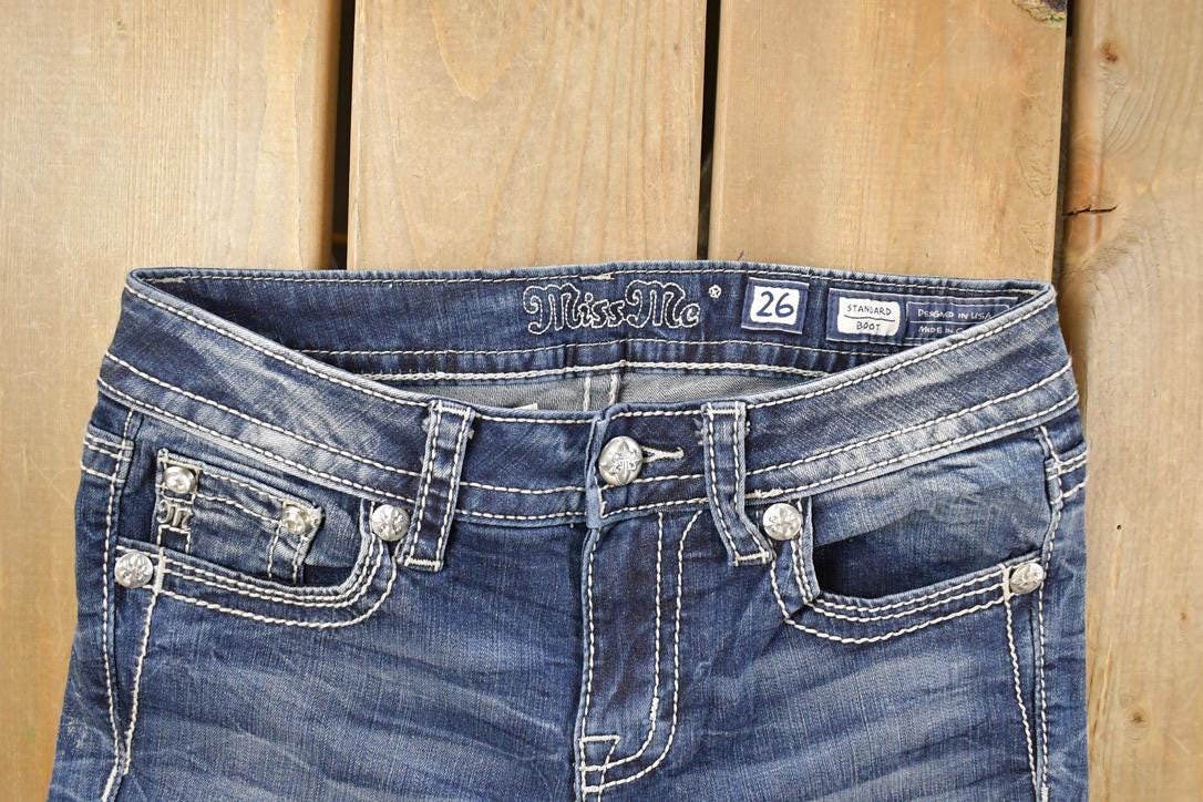Vintage Deadstock Y2K Miss Me Bedazzled Low Rise Jeans Women's Size 26x29