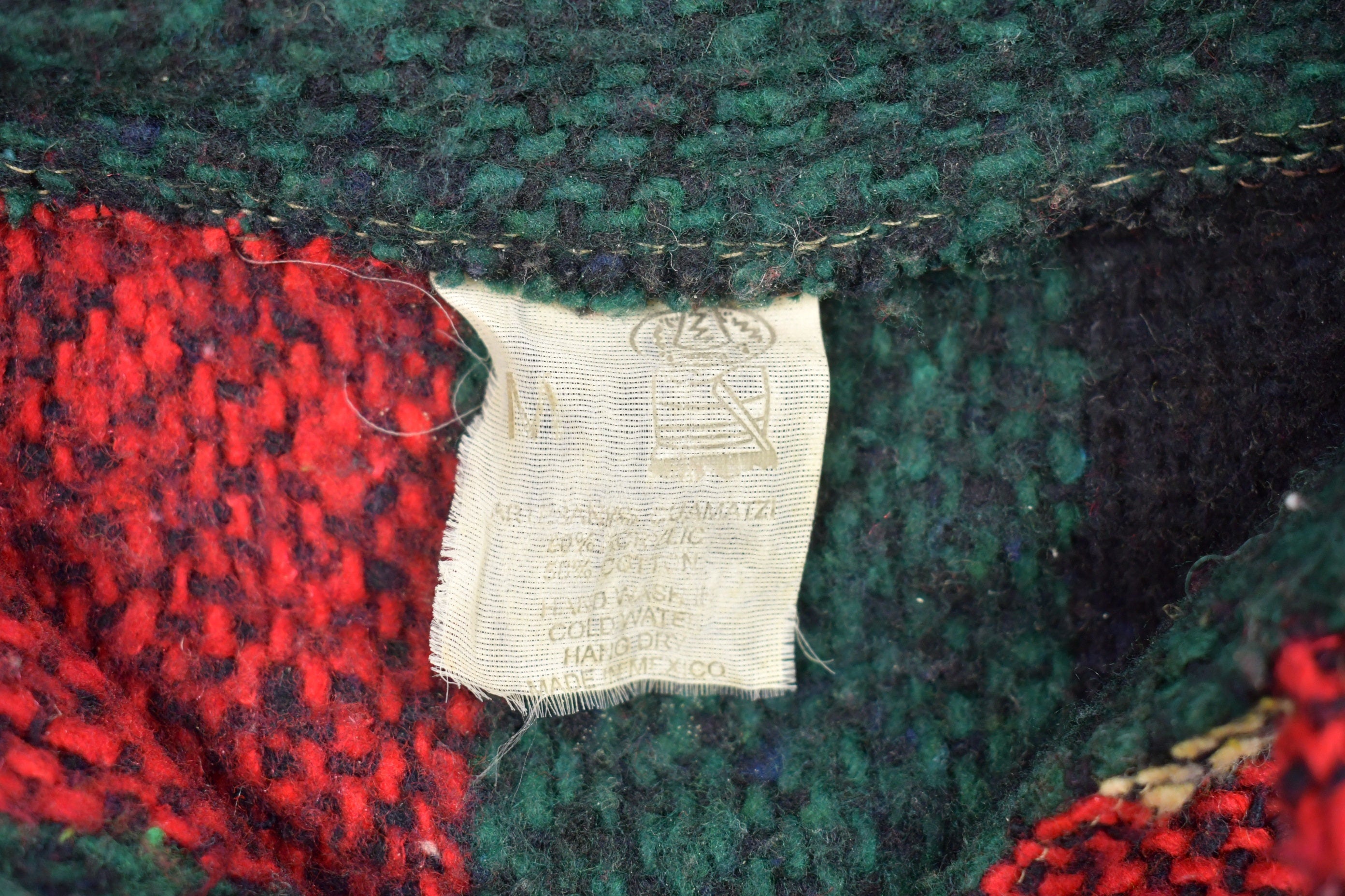 Vintage 1990s Rasta Blanket Hoodie