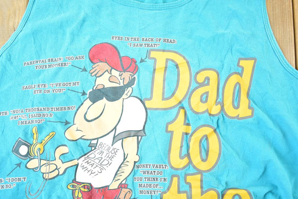 Vintage 1990s Dad To The Bone Souvenir Cartoon Comedy Tank To Men's L