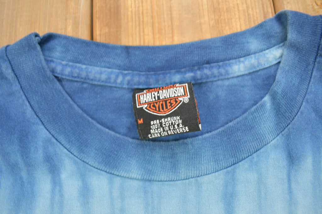 Vintage 2002 Meredith Harley Davidson Of Conway New Hampshire Long Sleeve Tie Dye T-Shirt