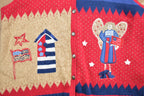 Vintage 1990s The Quacker Factory America Theme Knit Cardigan  Angel  Vintage Cardigan  Button Up  Abstract Pattern  All Over Graphic