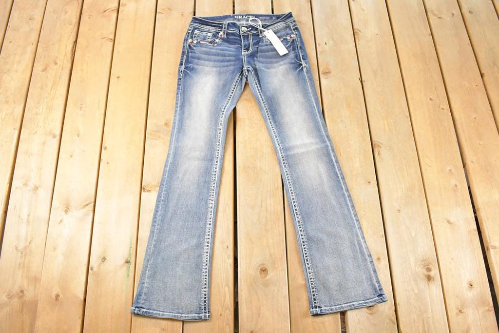 Vintage Deadstock Y2K Grace In LA Bedazzled Low Rise Jeans Women's Size 27 x 31