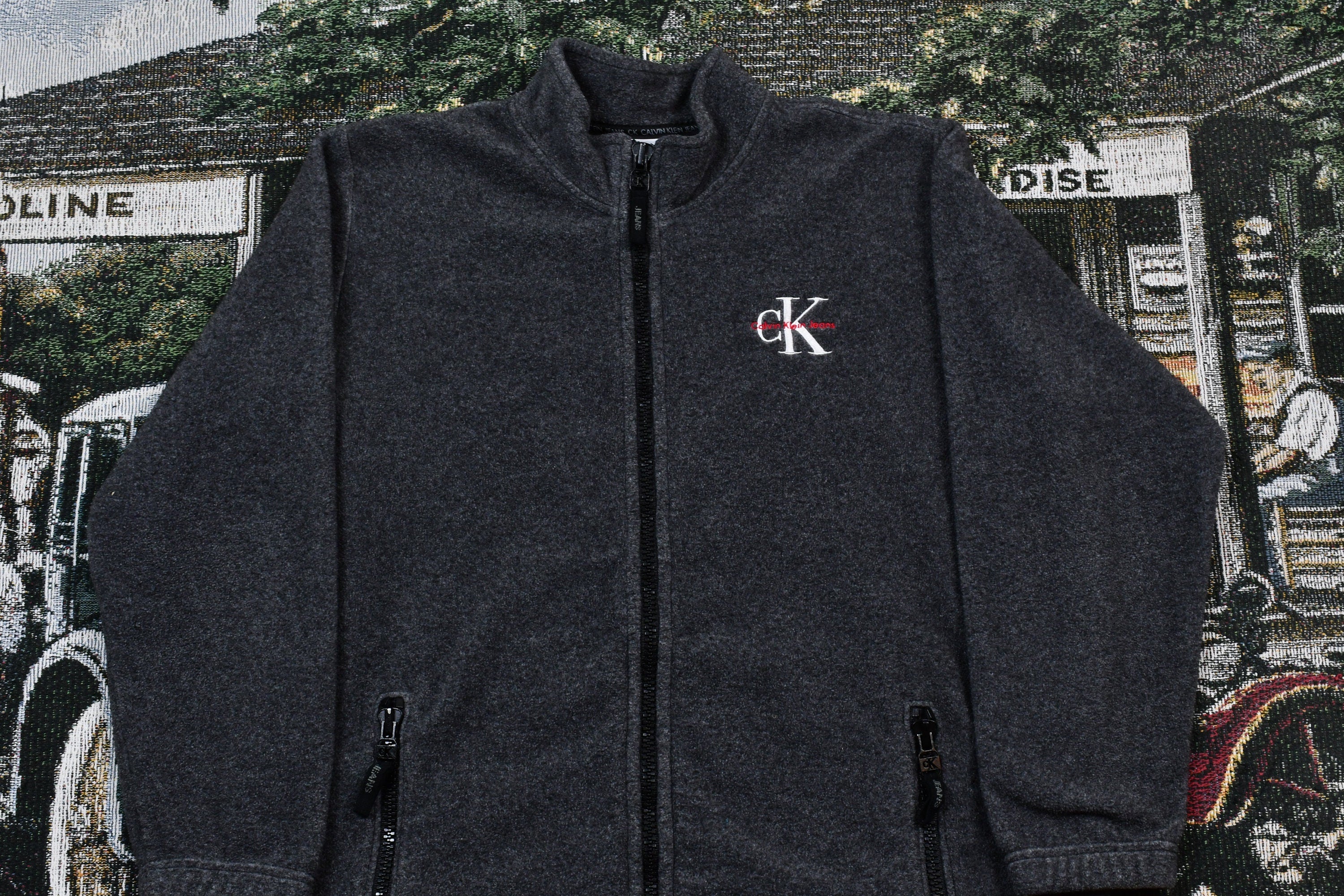 Vintage 1990s Calvin Klein Full Zip Fleece Sweater