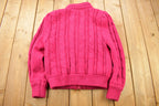Vintage 1980s Chill Chasers 3D Pink Cable Knit Sweater