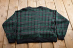 Vintage 1990s Bryn Connelly Plaid Knitted Cardigan Sweater