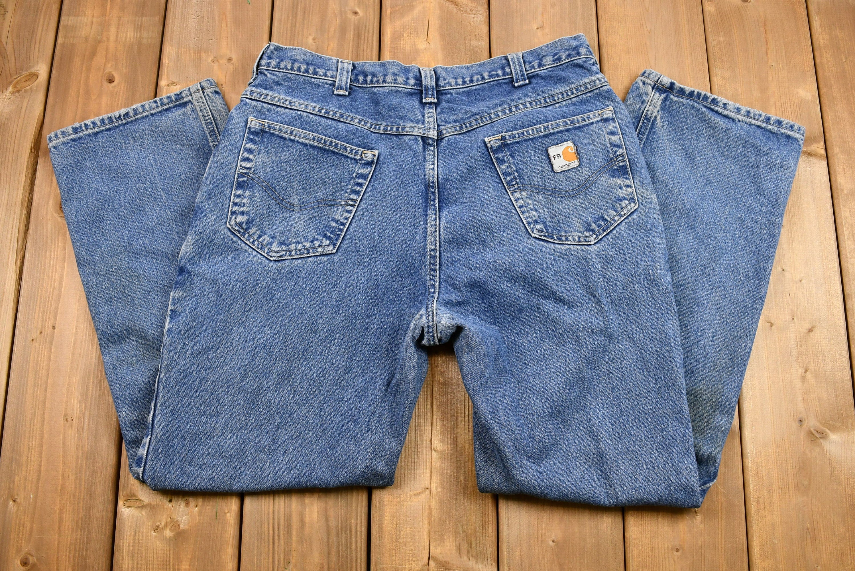 Vintage 1990s Carhartt Light-Mid Wash Flame Resistant Jeans