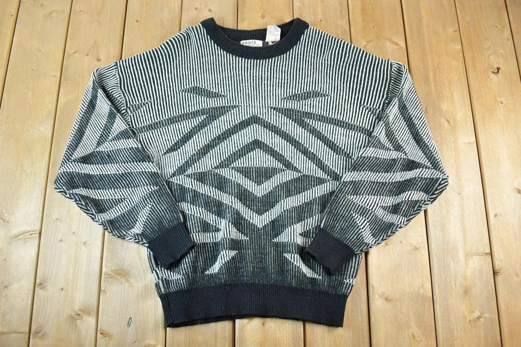 Vintage 1990s Pause Knit Abstract Pattern Crewneck Sweater