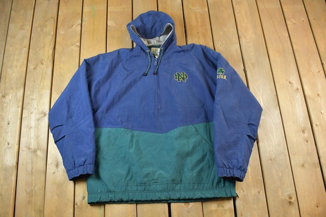Vintage 1990s Notre Dame University Quarter Zip Collegiate NCAA Pullover Jacket
