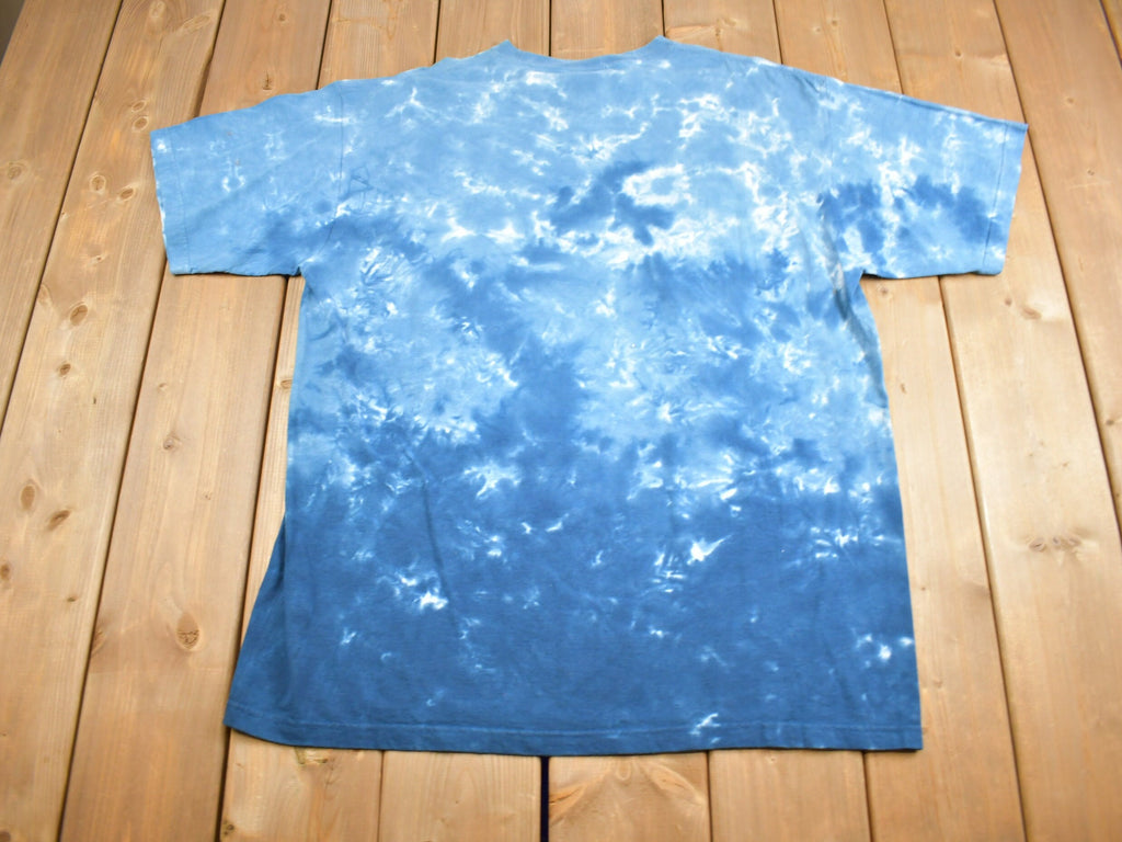 Vintage 1990s Deadstock Liquid Blue Space Theme All Over Print Tie Dye T-Shirt