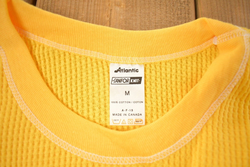 Vintage 1970s Deadstock Atlantic Sanfor Knit Thermal Yellow T Shirt