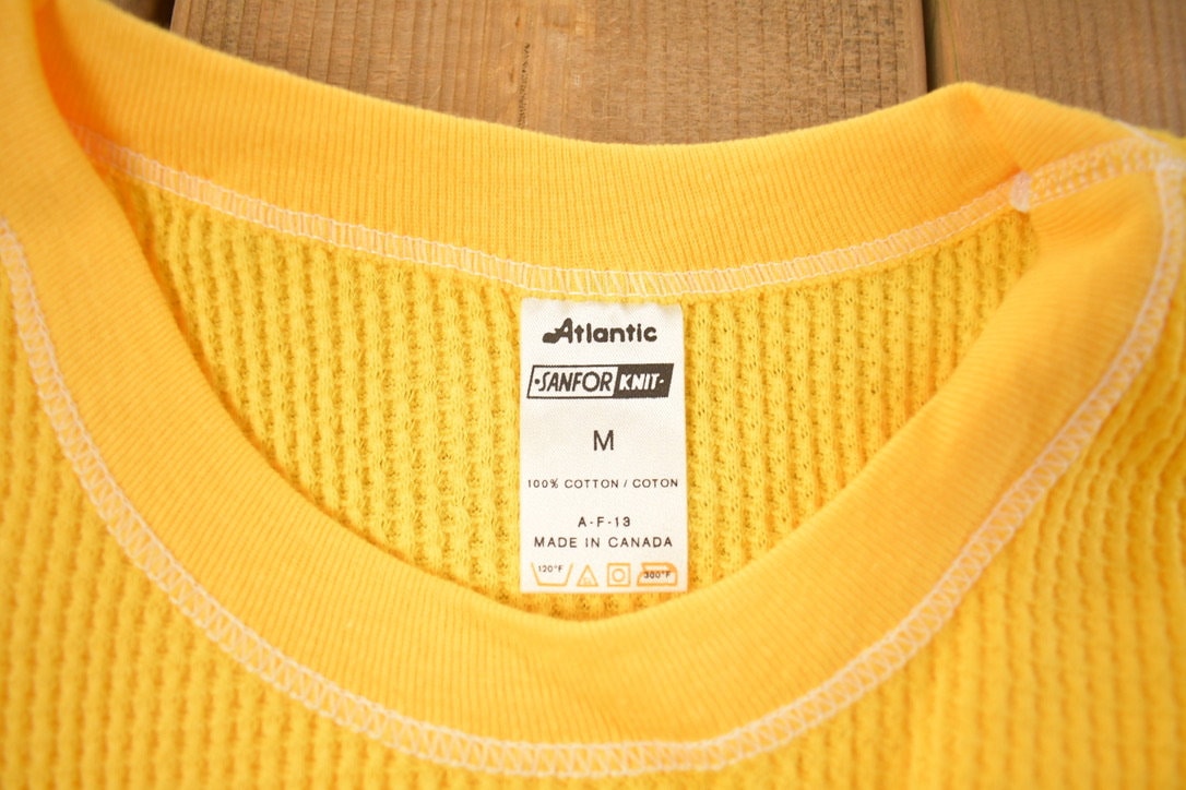 Vintage 1970s Deadstock Atlantic Sanfor Knit Thermal Yellow T Shirt / Vintage T Shirt / True Vintage / Deadstock / 70s / Made In Canada