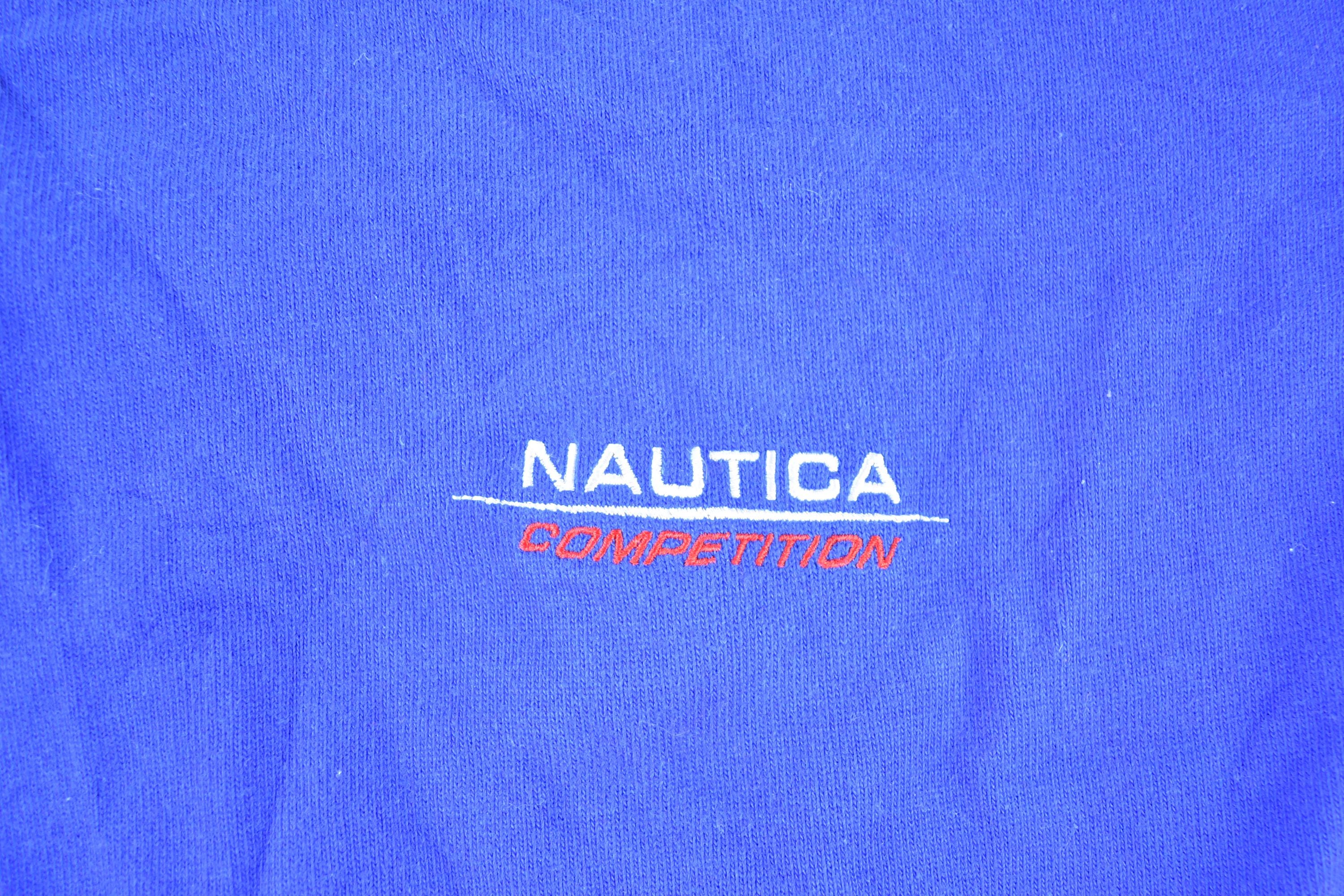 Vintage 1990s Nautica Competition Quarter Button Up Sailing Polo Long Sleeve Shirt