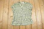 Vintage Y2k Worthington Patterned Short Sleeve Blouse