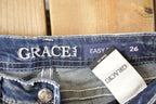 Vintage Deadstock Y2K Grace In LA Bedazzled Bootcut Low Rise Jeans Women's Size 26 x 31