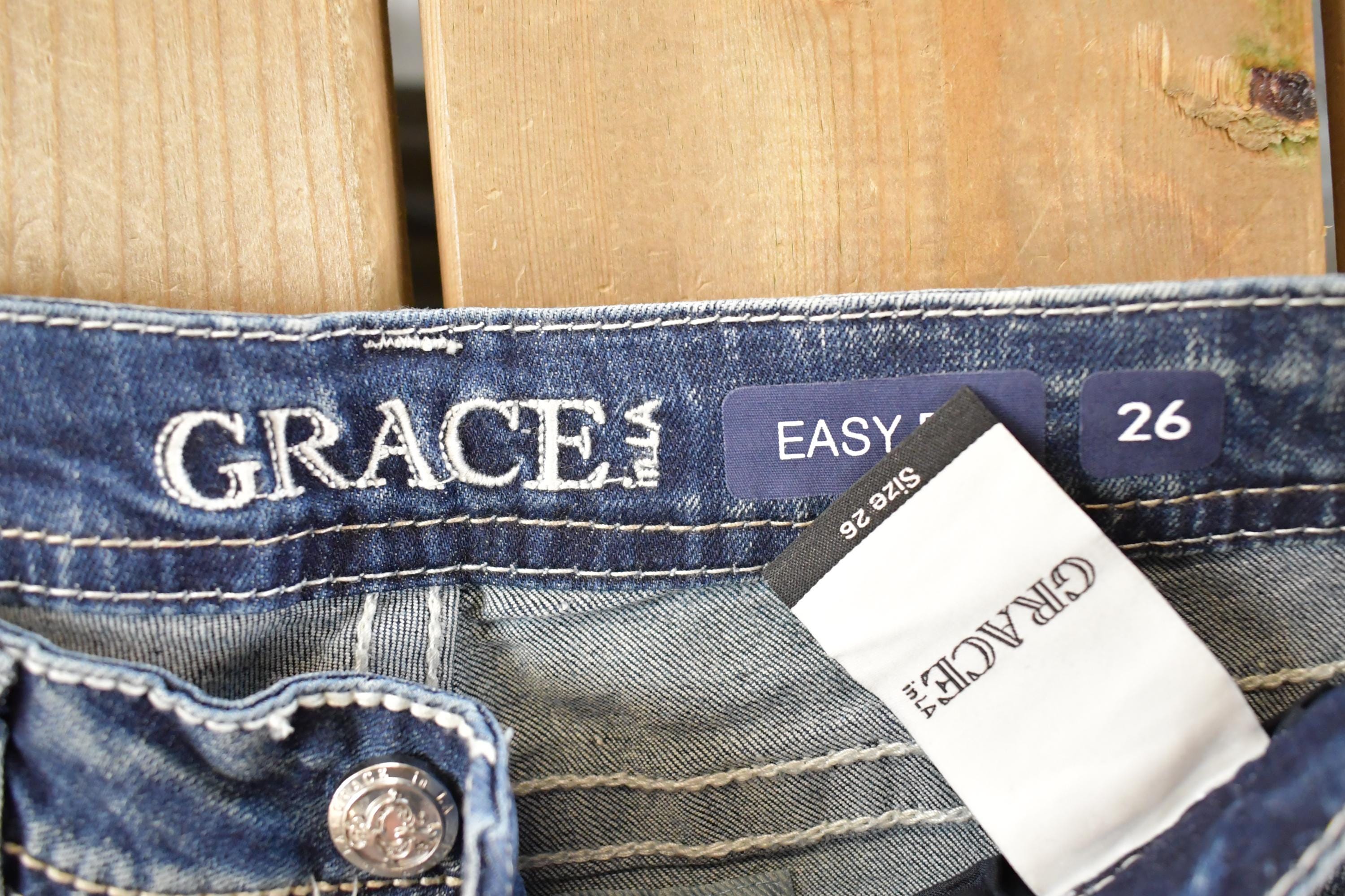 Vintage Deadstock Y2K Grace In LA Bedazzled Bootcut Low Rise Jeans Women's Size 26 x 31