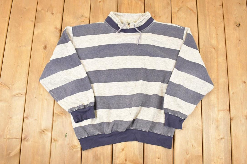 Vintage 1990s Special Attitude Nautical Striped Crewneck Sweatshirt Mens L