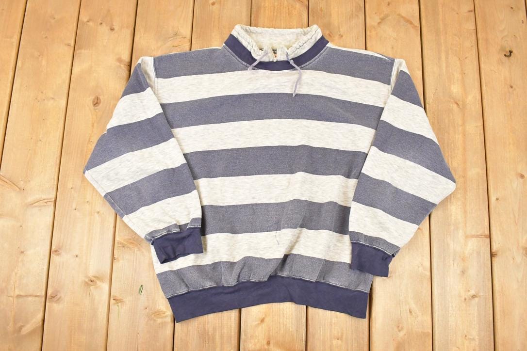 Vintage 1990s Special Attitude Nautical Striped Crewneck Sweatshirt Mens L