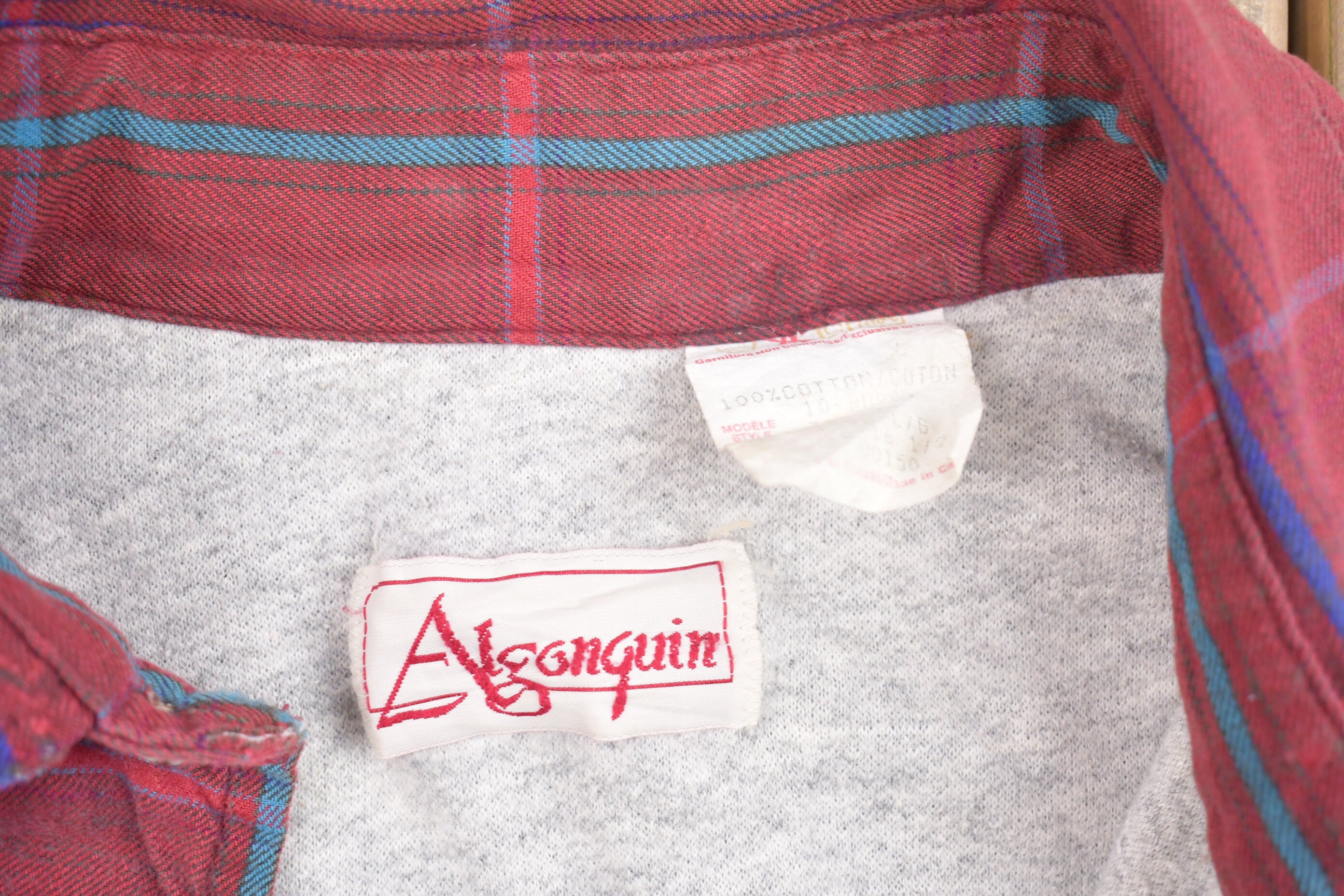 Vintage 1990s Algonquin Lined Plaid Button Up Shirt /