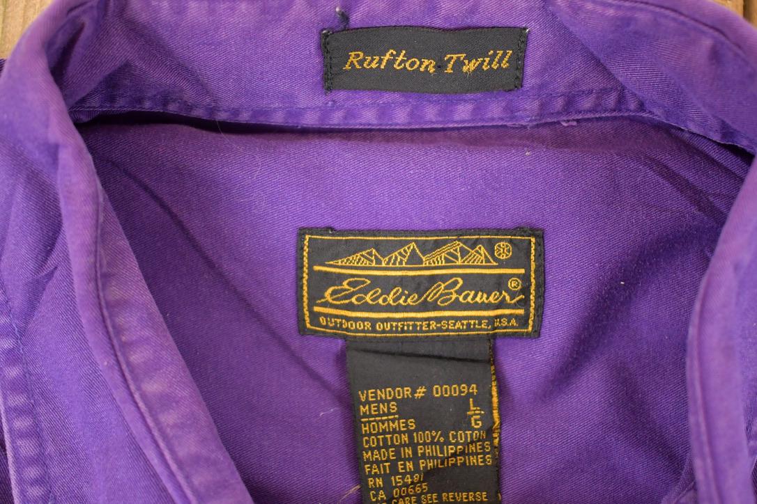 Vintage 1990s Eddie Bauer Rufton Twill Button Up Shirt Men's L