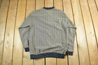 Vintage 1990s Knights At Round Table Tall Striped Button Up Sweatshirt Men's Large