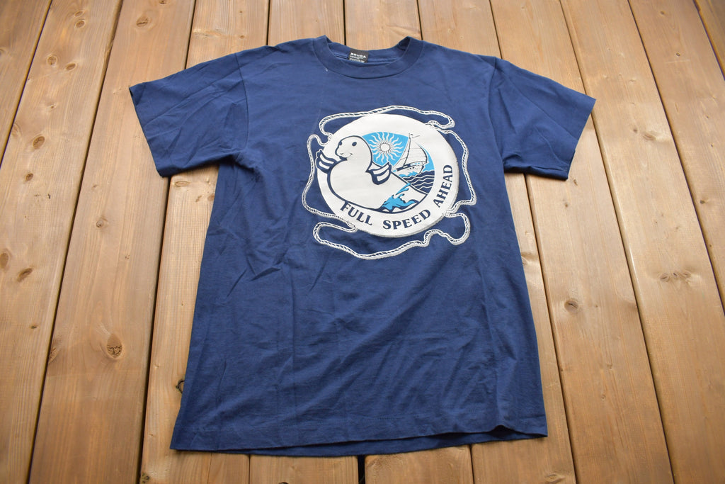 Vintage 1990s Screen Stars Full Speed Ahead Graphic T Shirt