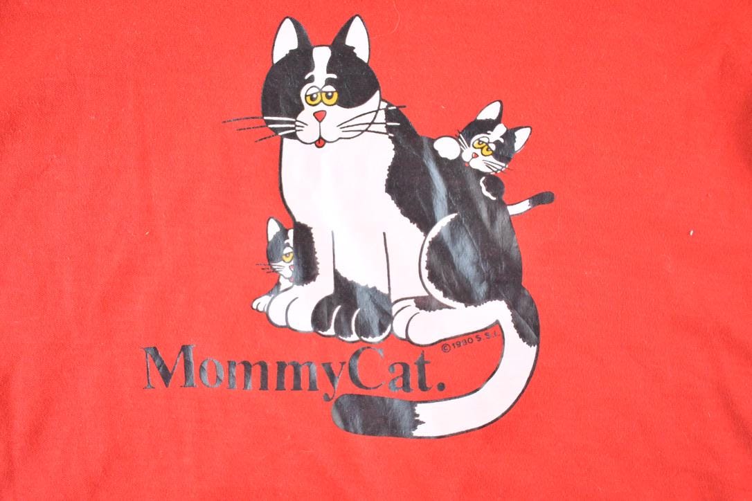 Vintage 1980 Mommy Cat Souvenir Single Stitch Graphic Print T-Shirt Made In USA