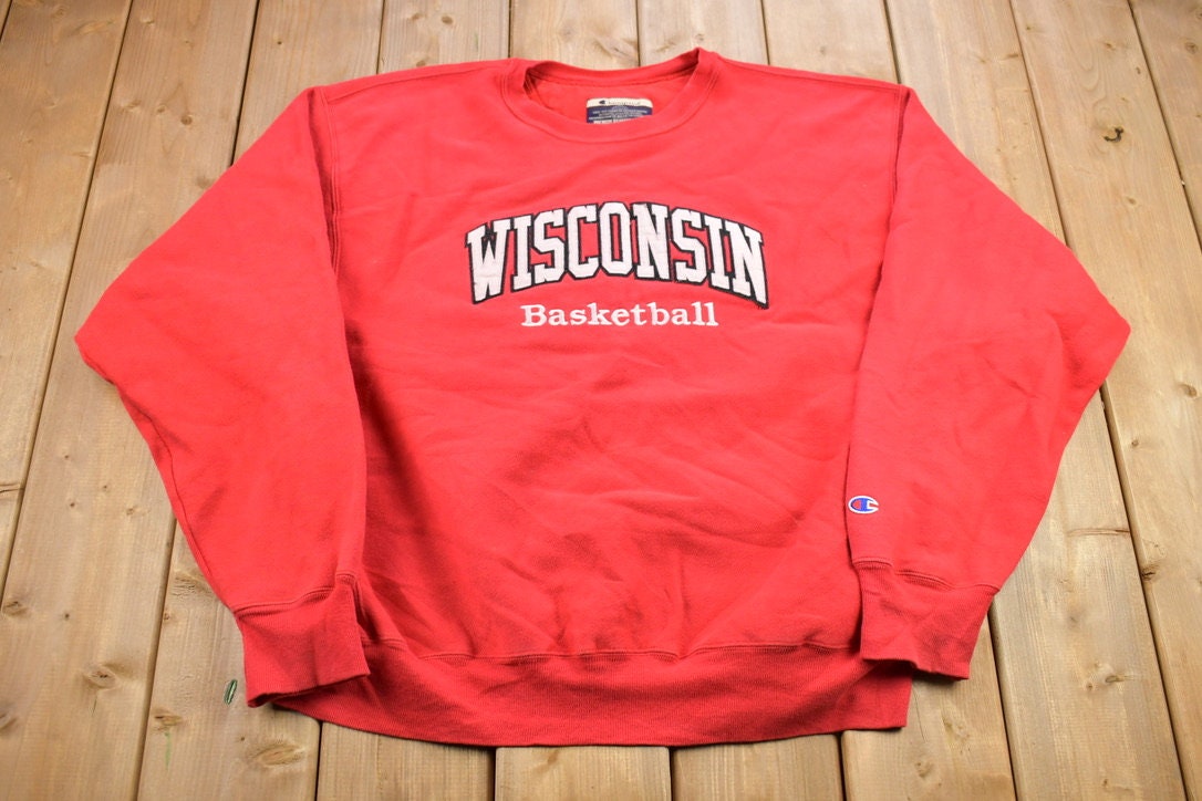 Vintage 1990s University Of Wisconsin Collegiate Basketball Reverse Weave Crewneck
