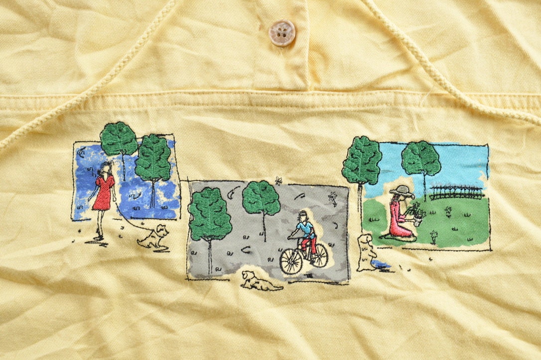 Vintage 1990s Christopher & Banks Park Theme Quarter Button Lightweight Sweater