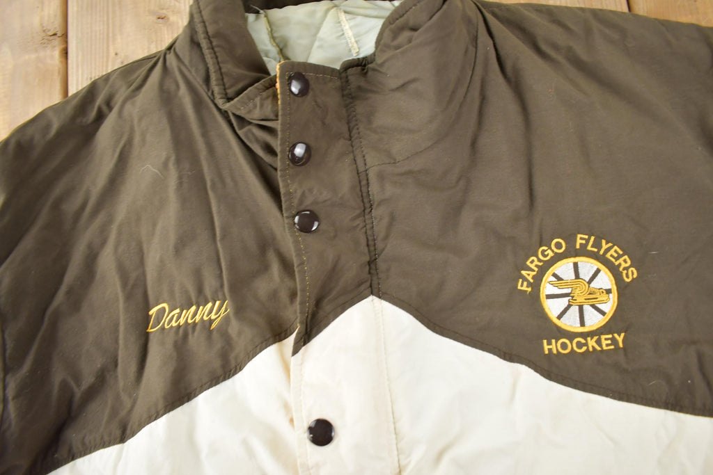 Vintage 1990s Fargo Flyers Hockey Embroidered DeLong USA Jacket