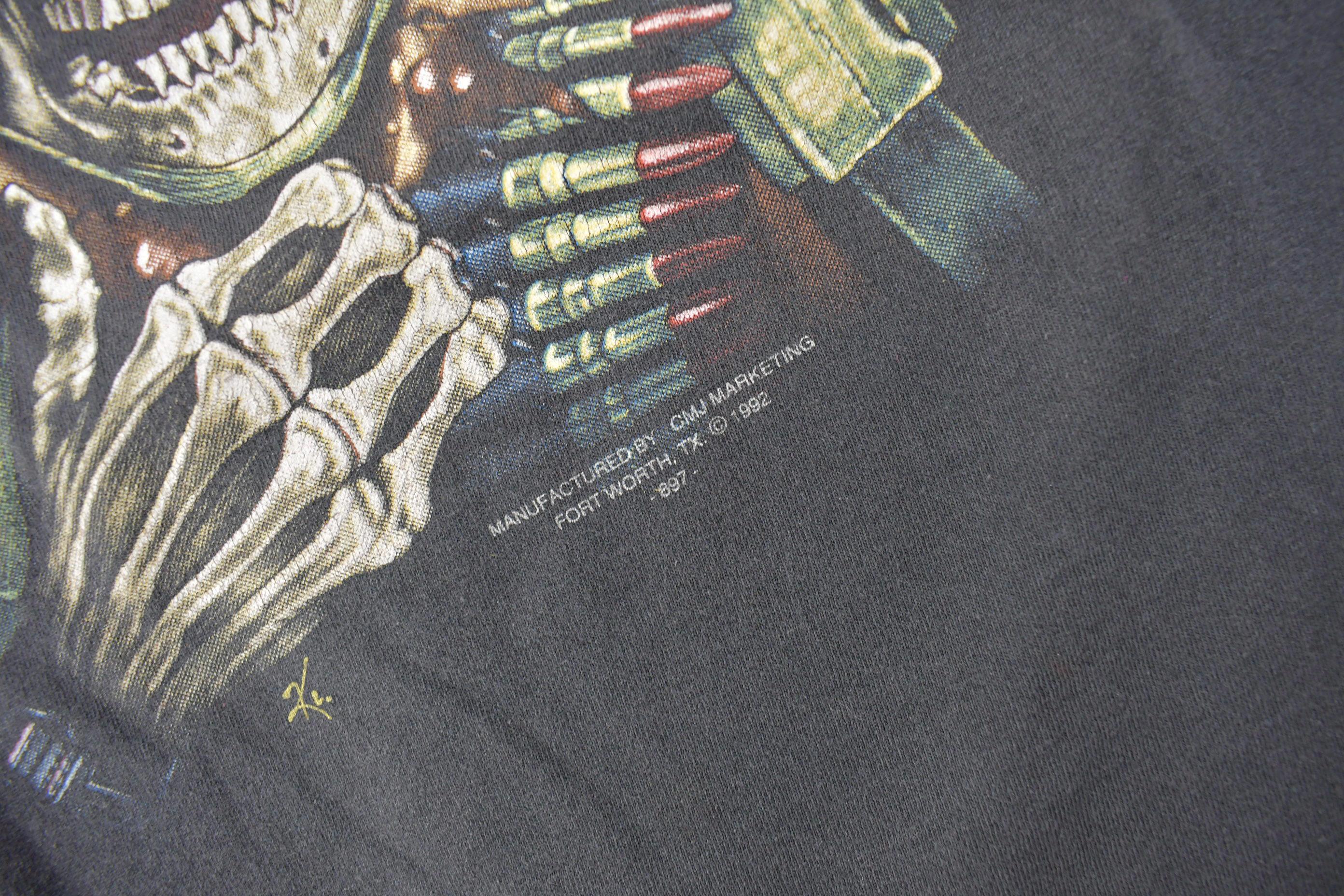 Vintage 1992 Bad To The Bone Single Stitch 3D Emblem T-Shirt Made In USA Size XL