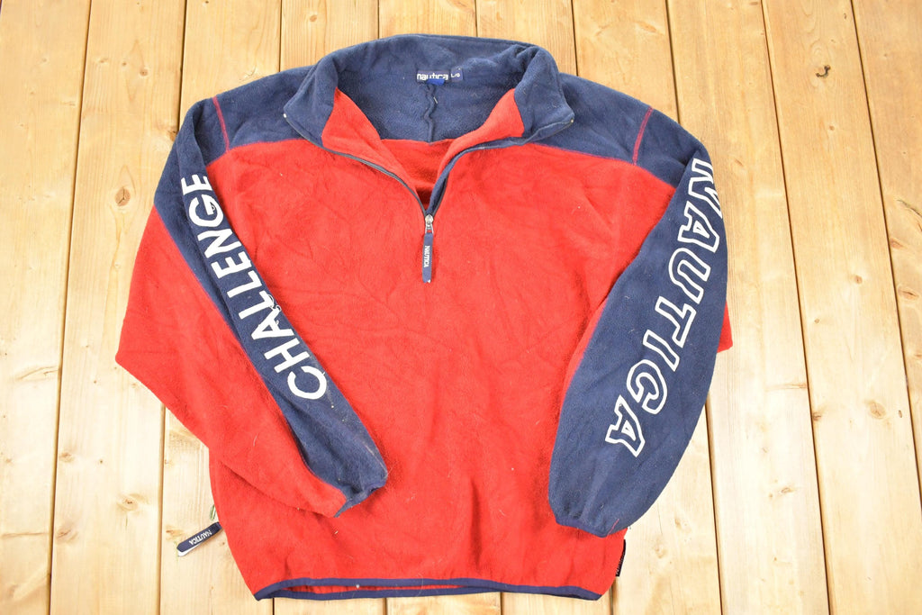Vintage 1990s Nautica Challenge Fleece Quarter Zip Outdoorsman Sweater Men's L