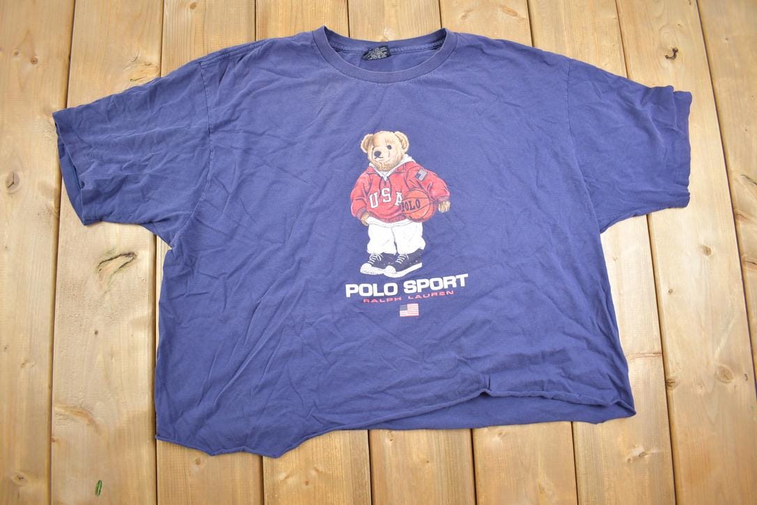 Vintage 1990s Ralph Lauren Polo Bear Cropped T Shirt