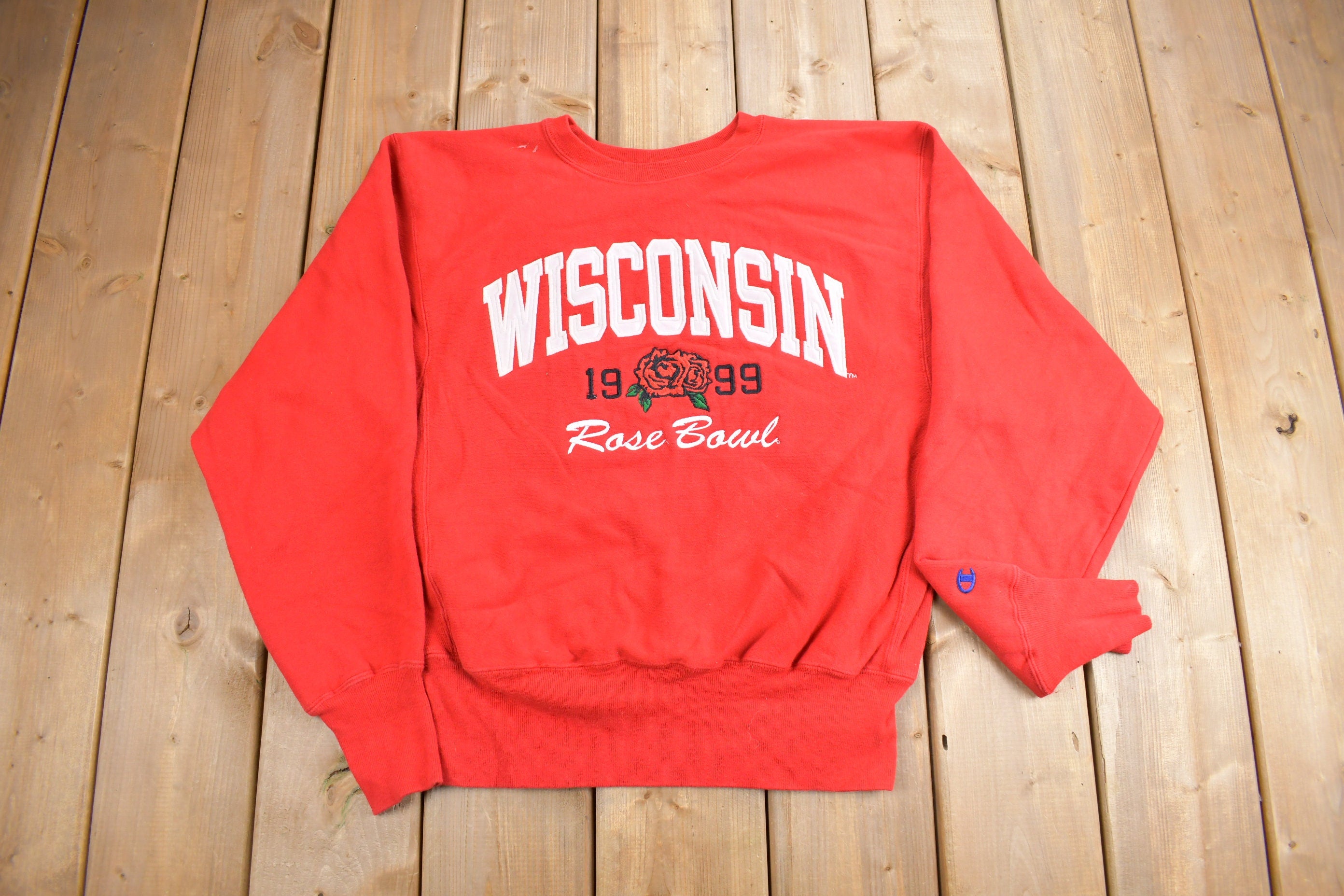Vintage 1999 Wisconsin Rose Bowl Champion Reverse Weave Crewneck Sweatshirt