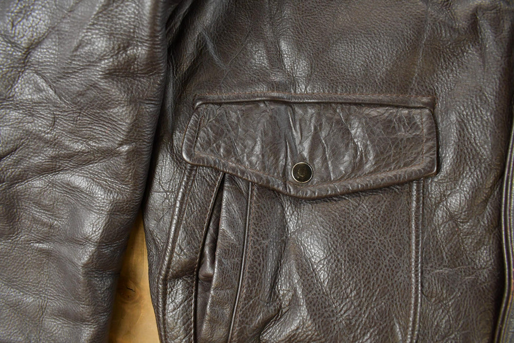 Vintage 1980s Cooper Shearling Fur Lined Leather Bomber Flight Jacket Men's XL