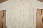 Vintage 1980s Cable Knit Acrylic Cardigan Sweater