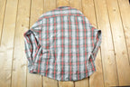 Vintage 1970s Sears Fieldmaster Plaid Flannel Lined Wool Blend Button Up Shirt Mens L