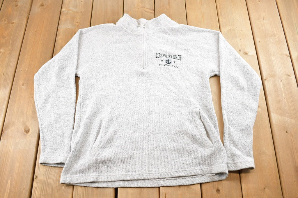 Vintage 1990s Clearwater Beach Florida Quarter Zip Sweatshirt