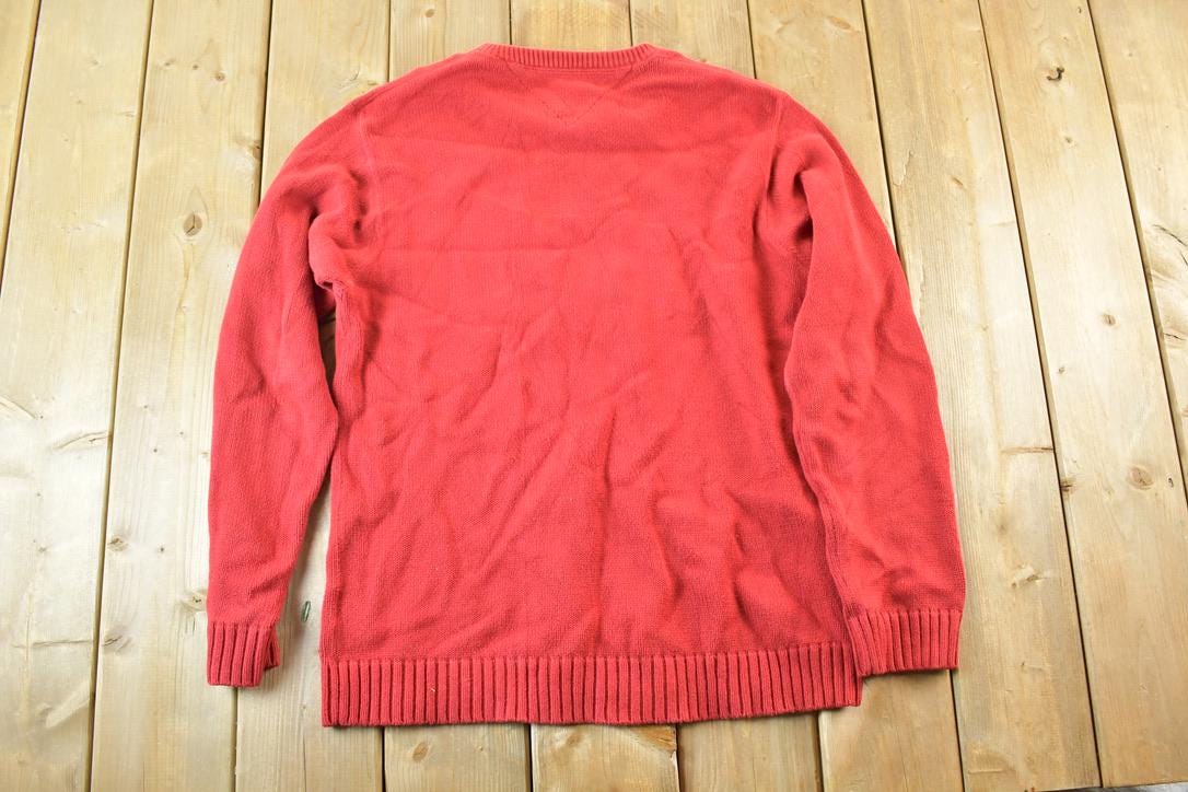 Vintage 1990s Tommy Hilfiger Knit Abstract Pattern Crewneck Sweater Mens L