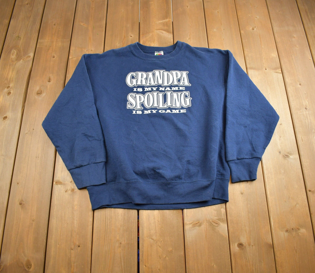 Vintage 1990s Cute Funny Grandpa Style Crewneck Sweater Made In USA