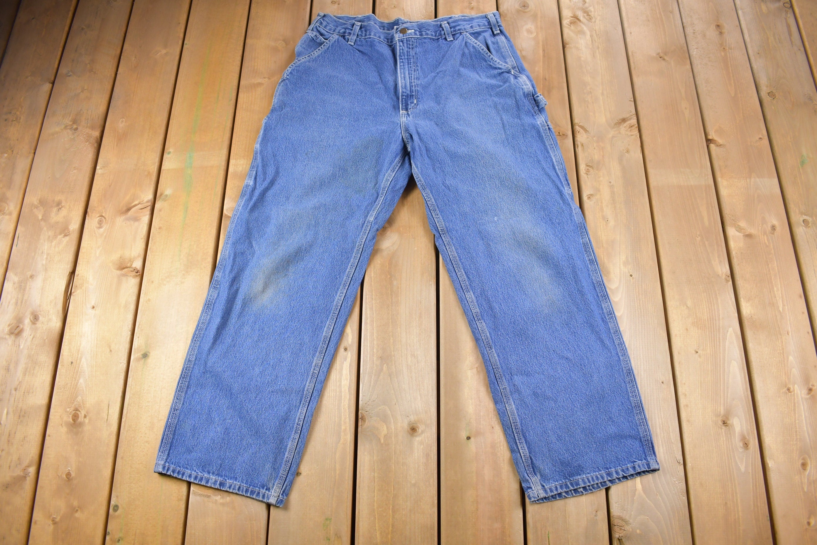 Vintage 1990s Carhartt Denim Cargo Jeans Size 34 x 30