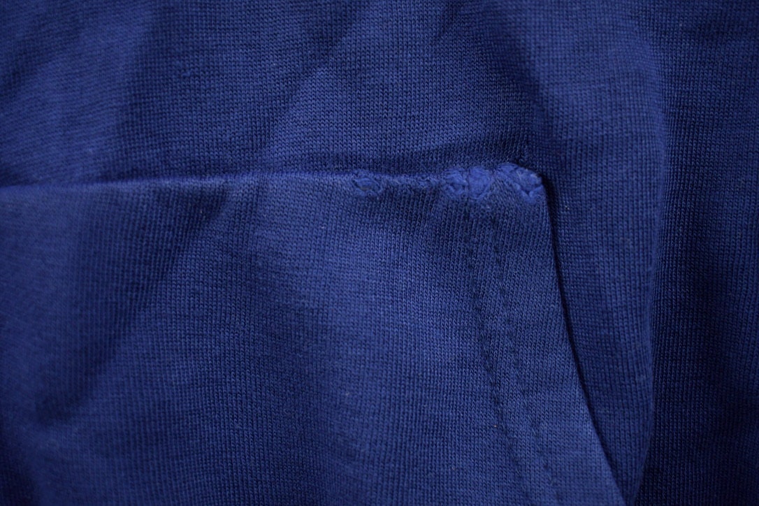 Vintage 1990s Blank Blue Thermal Lined Zip Up Hoodie