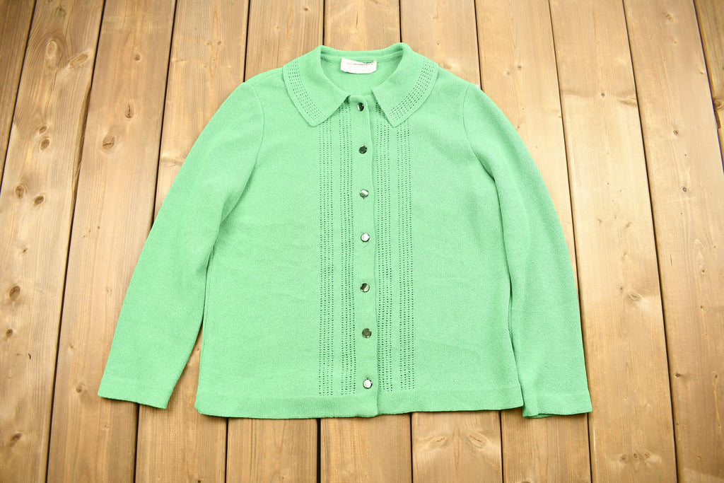 Vintage 1990s Green Collared Cardigan Sweater