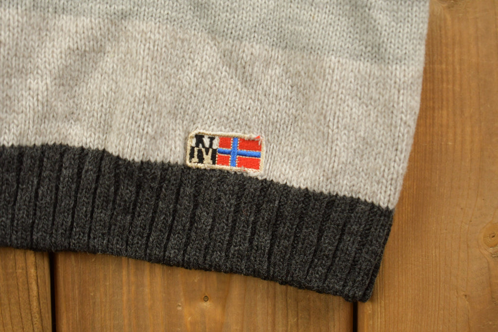 Vintage 1990s Norwegian Knitted Quarter Button Sweater