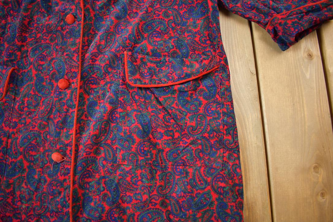 Vintage 1970s Lounge Abouts Pasiley Embroidered Womens Long Coat