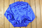 Vintage 1980s Blue Snap Button Satin Jacket Made In USA