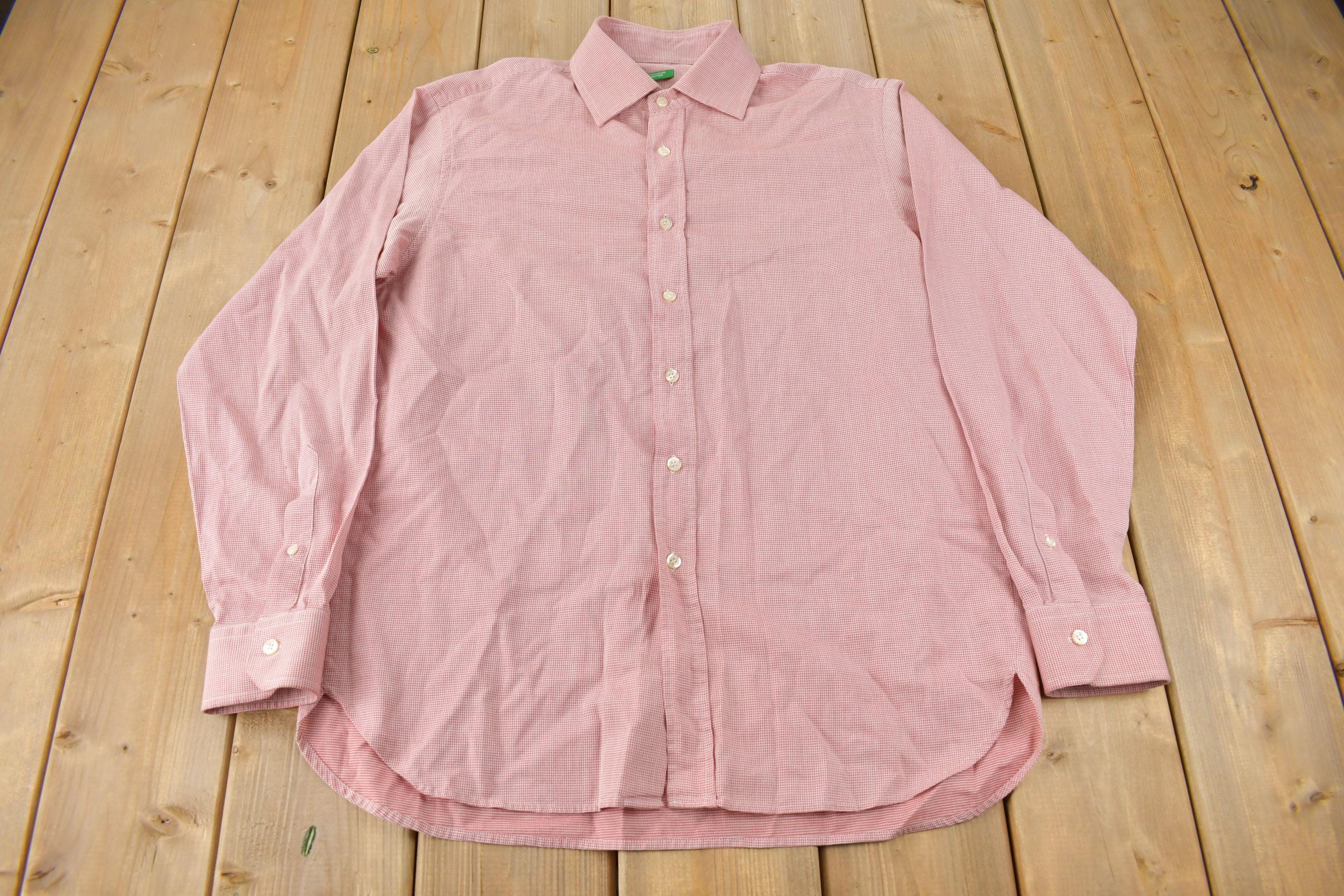 Vintage 1990s United Colors Of Benetton Pink Button Up Dress Shirt