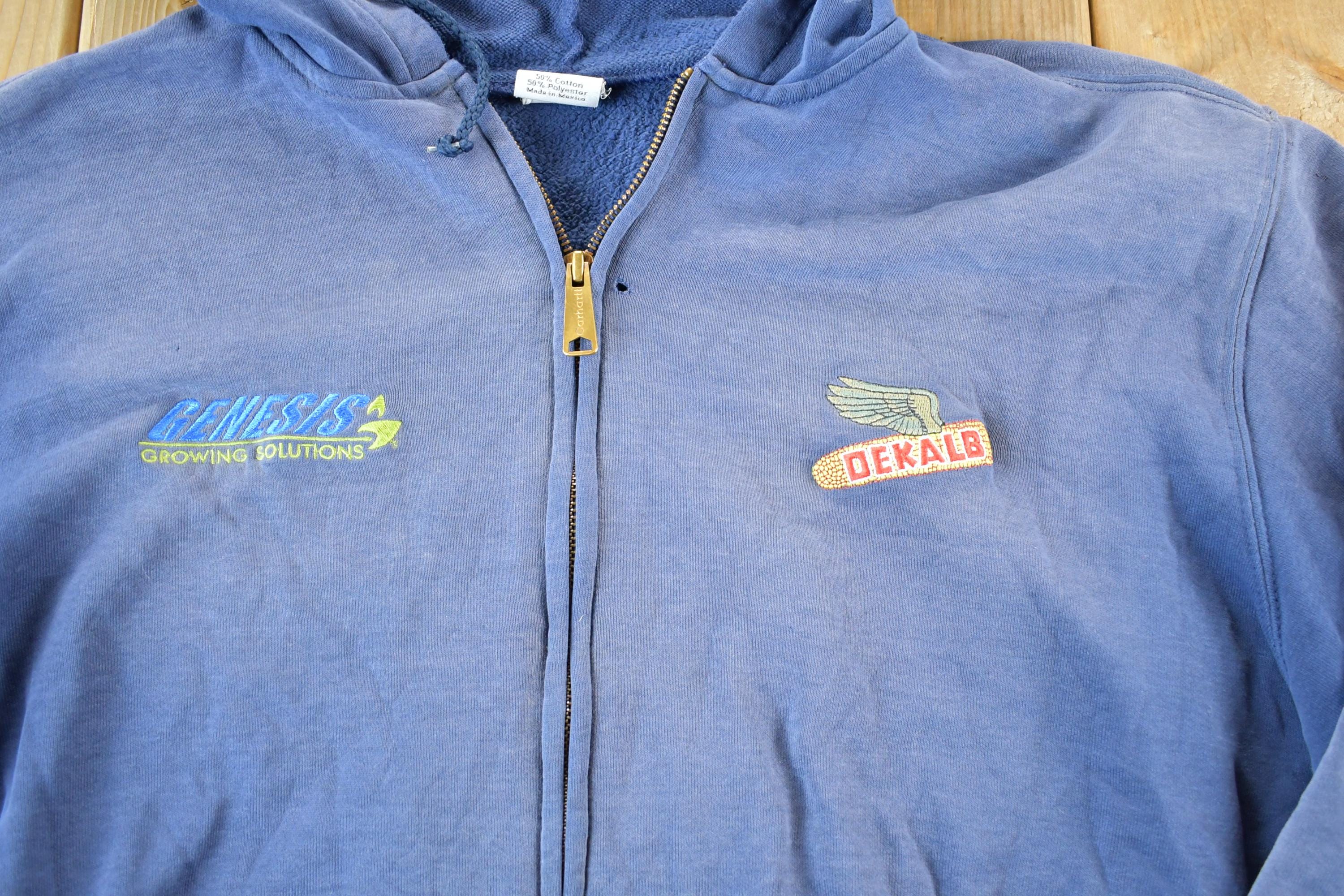 Vintage Distressed Carhartt Full Zip Fleece Lined Hoodie Sweatshirt